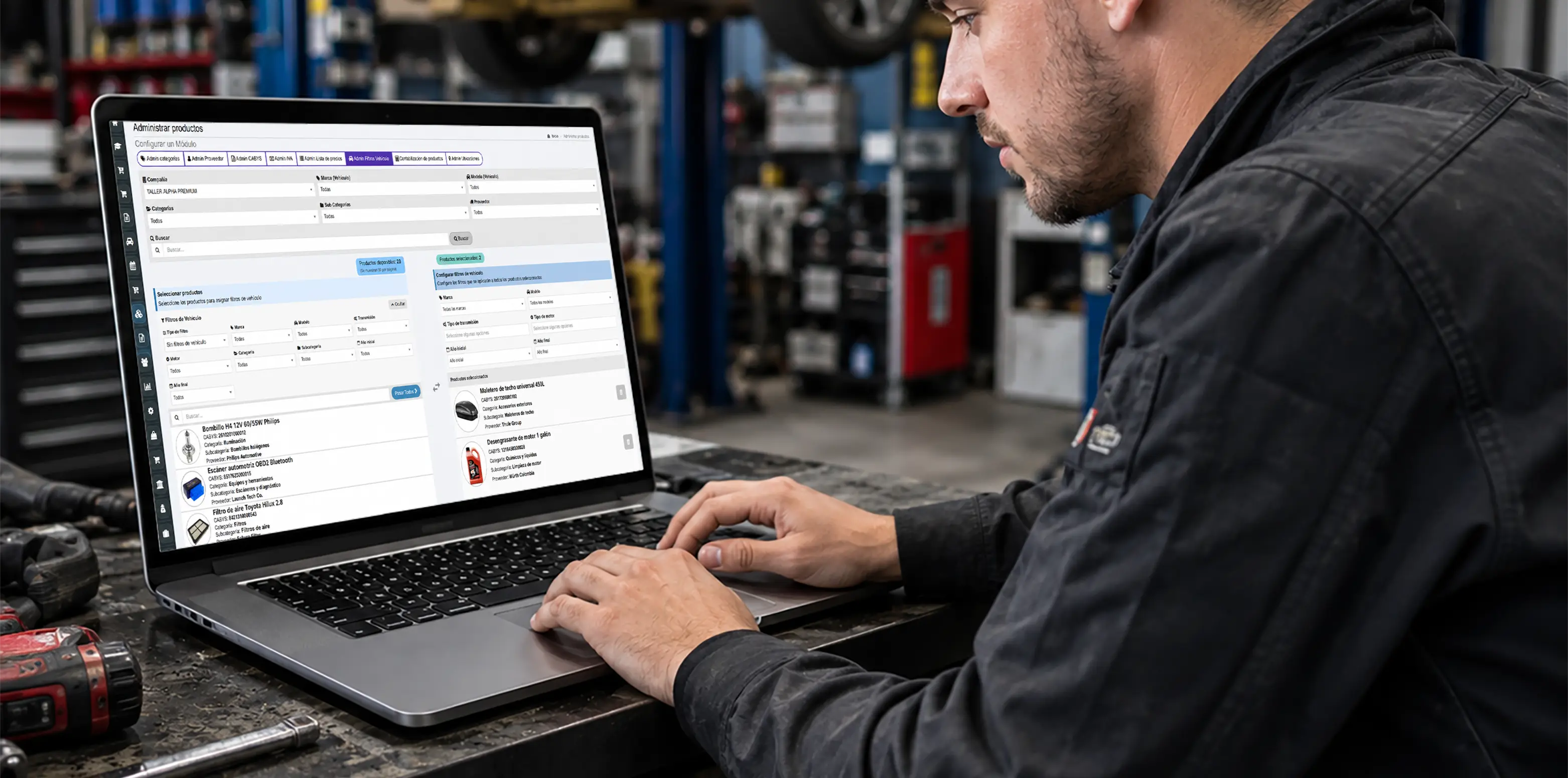 Filtros automotrices por marca modelo y año para ubicar repuestos compatibles