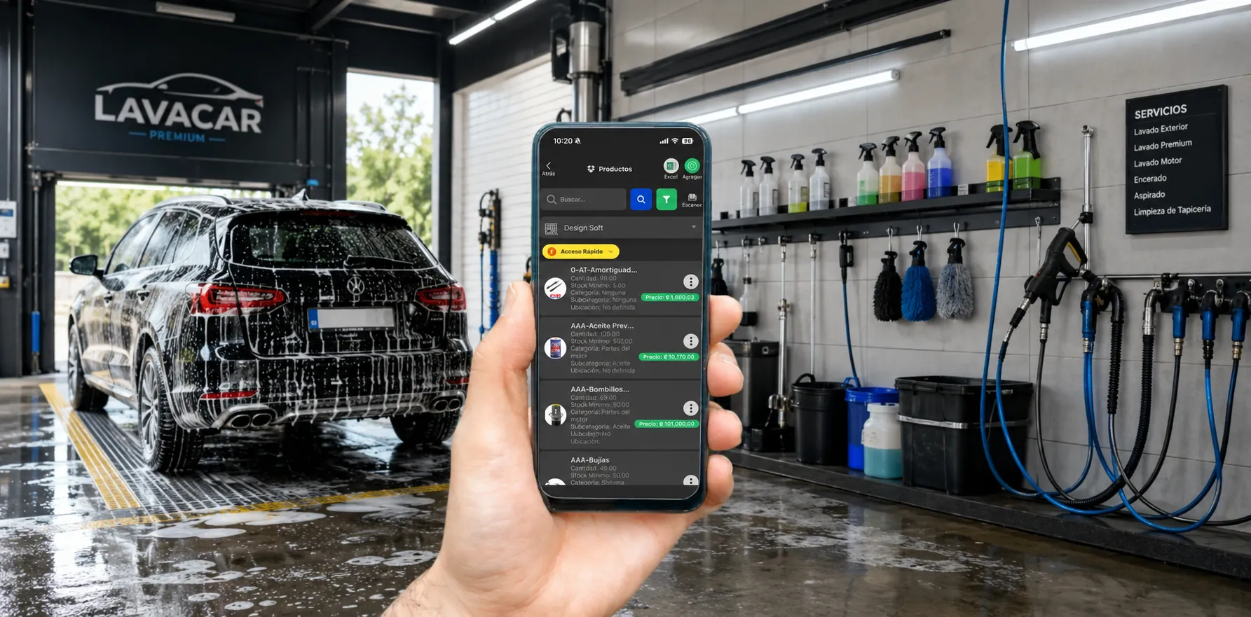 Software para autolavados con recepción rápida, paquetes de lavado, cobro y reportes