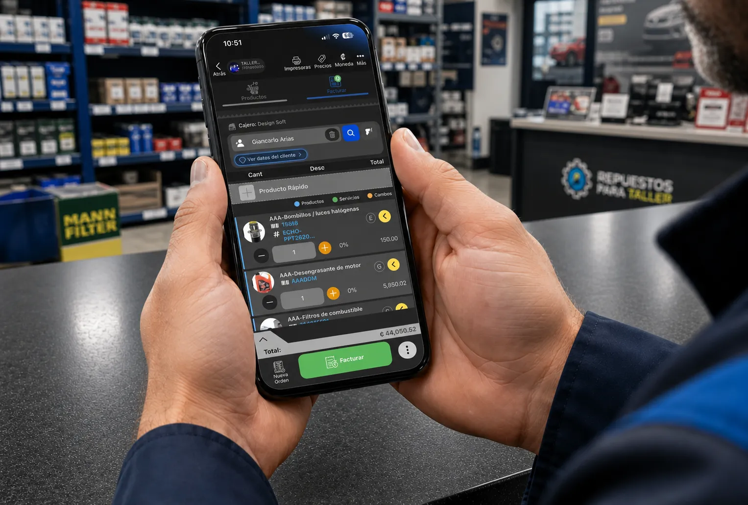 Software para tienda de repuestos con ventas, facturación, inventario y atención en mostrador