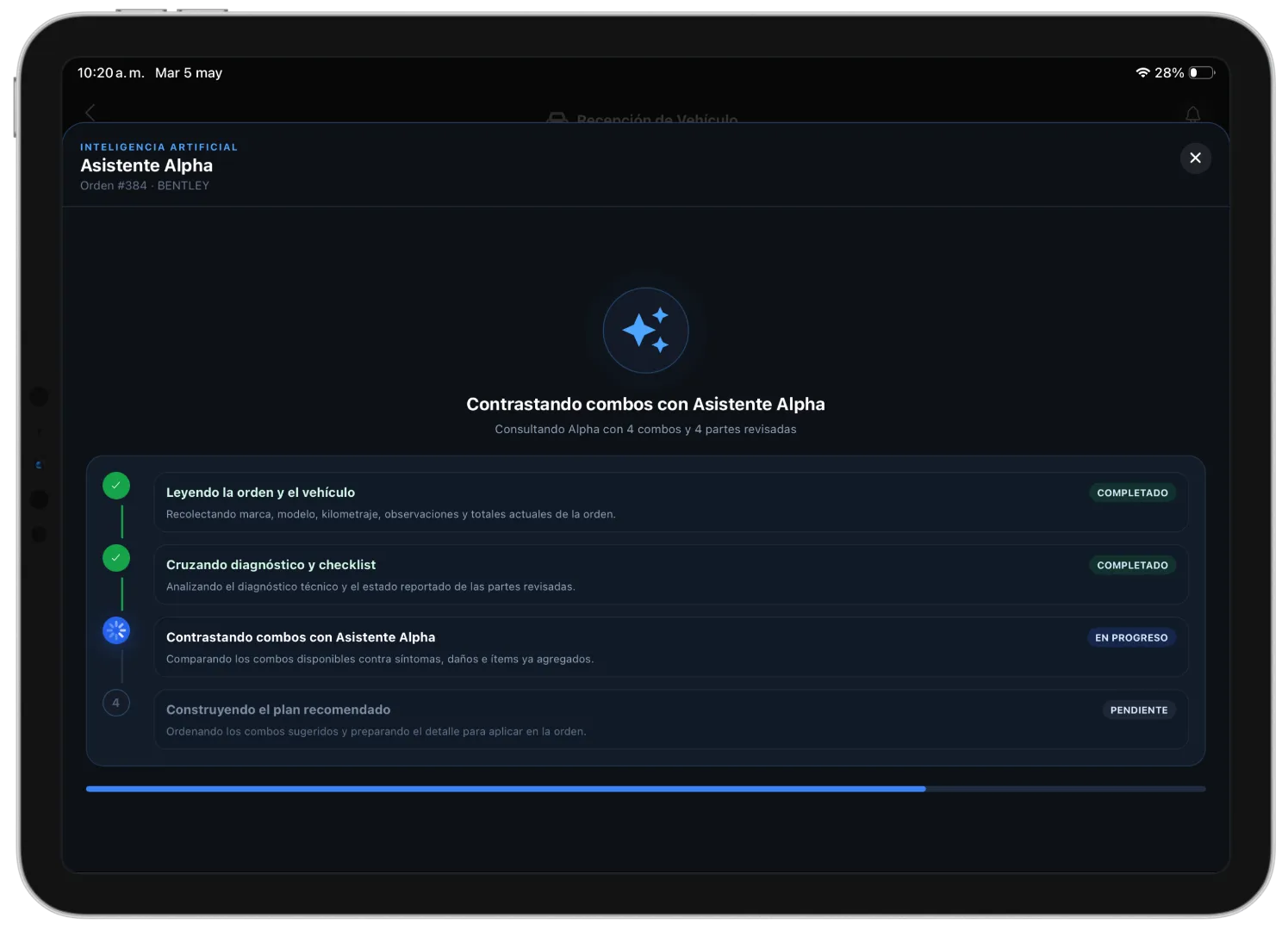 Generación de sugerencias de diagnóstico con inteligencia artificial en Taller Alpha