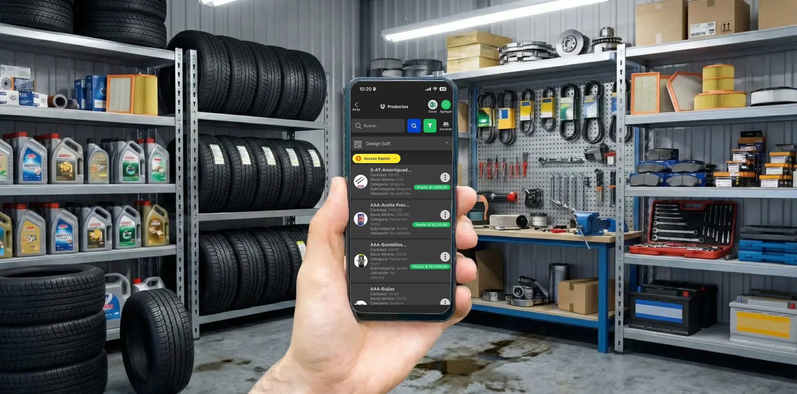 Inventario móvil para talleres que cobran repuestos y productos desde punto de venta
