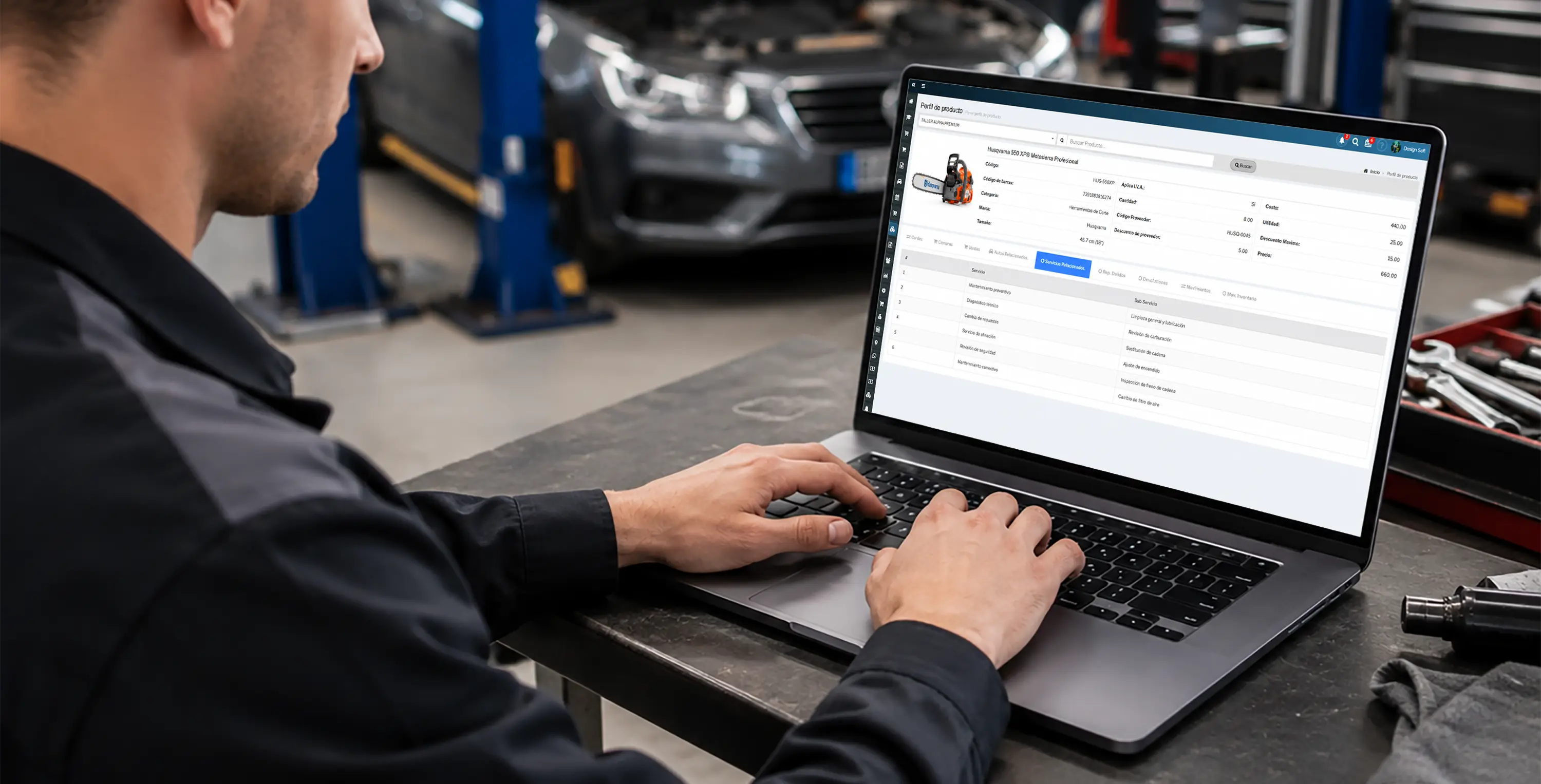 Servicios vinculados al producto para conectar inventario con órdenes de trabajo automotrices