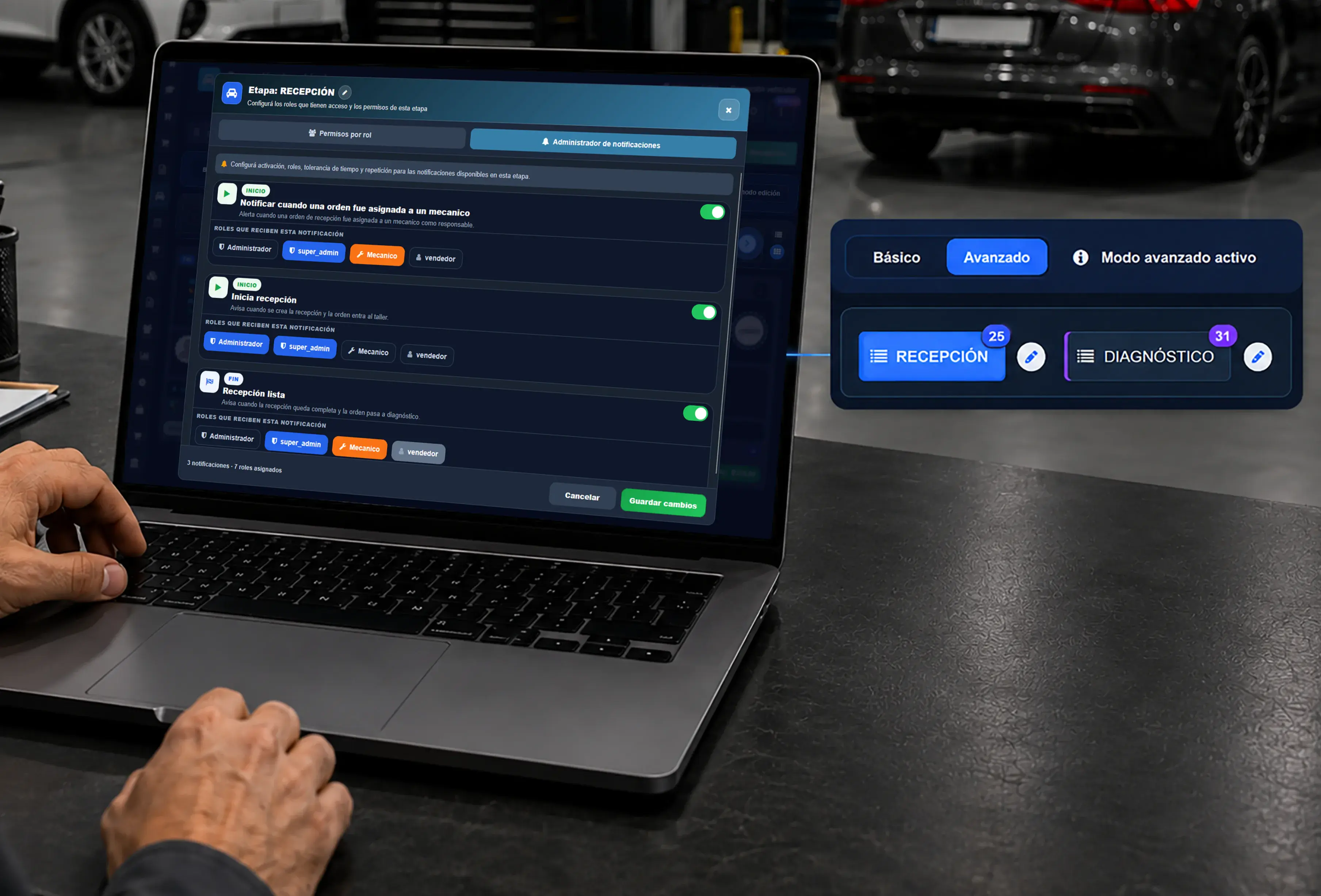 Notificaciones automáticas para taller de llantas