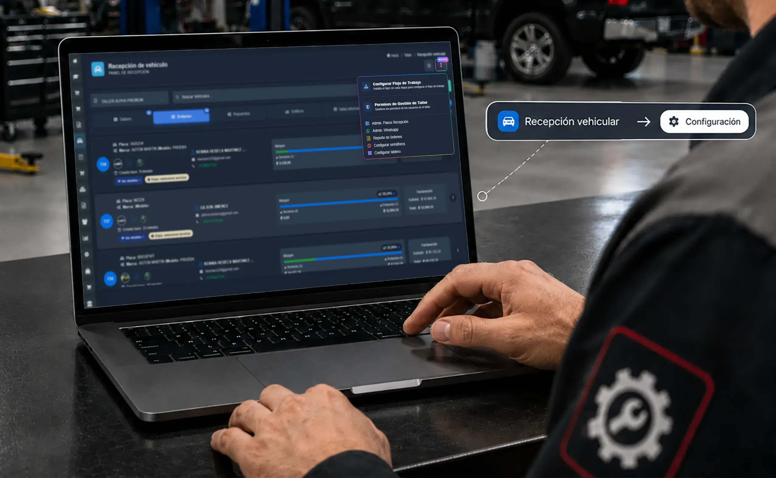 Configuración de flujo de trabajo para taller de llantas