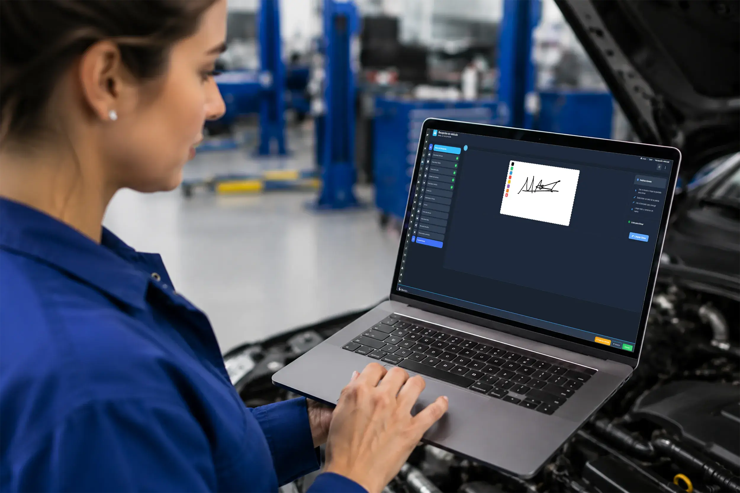 Firma digital de autorización para taller de llantas