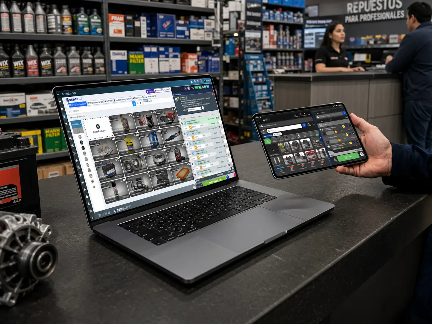 Punto de venta para repuesteras en computadora y tablet